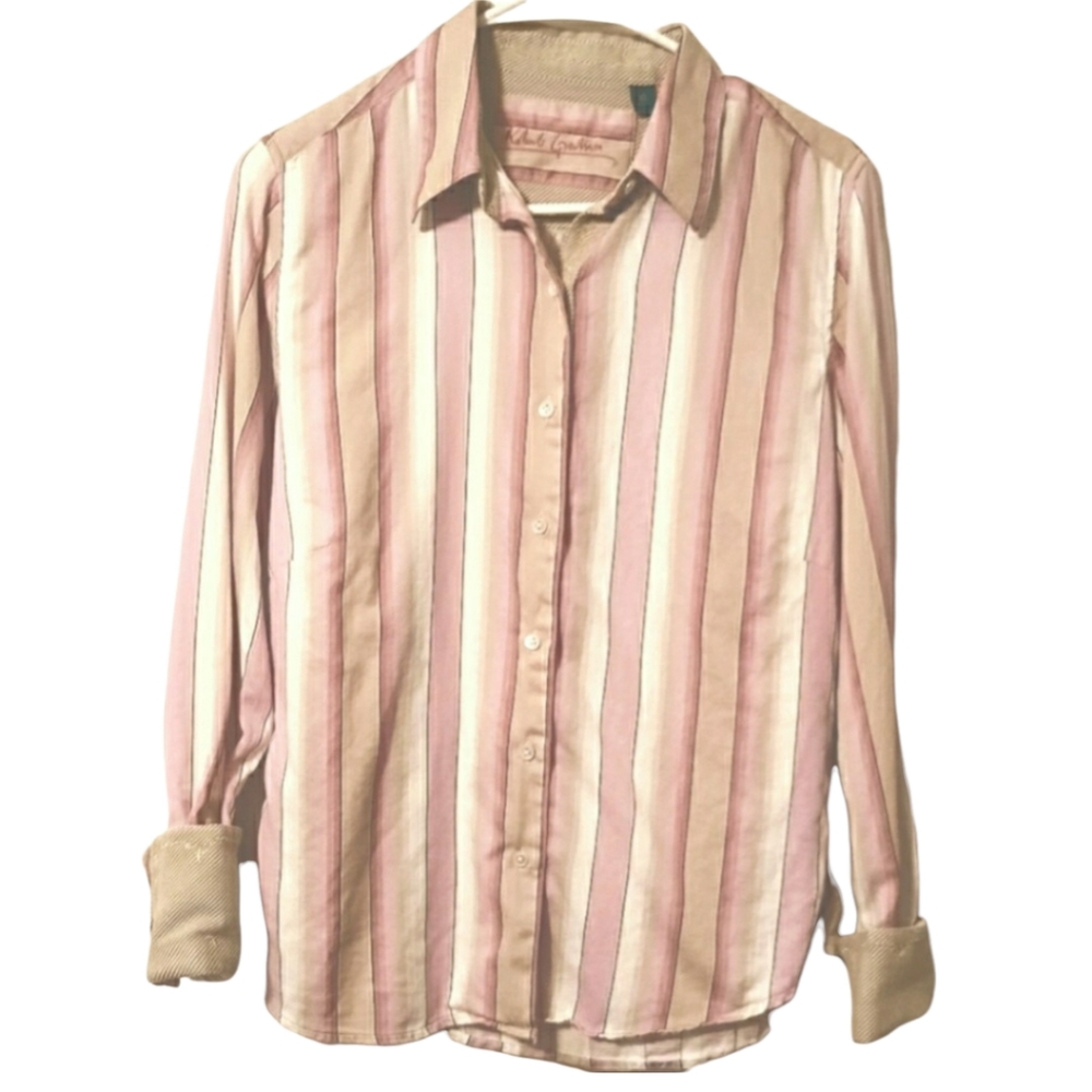 Robert Graham Striped Flip Cuff Shirt Size 10